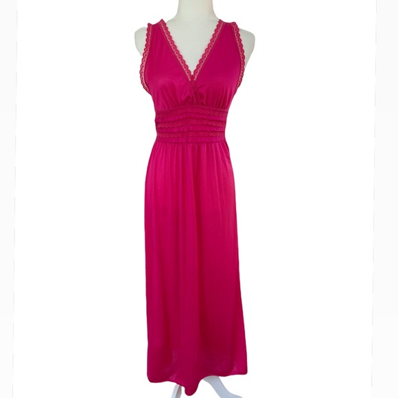 Vintage Long Slip Hot Pink Nightgown - Picture 1 of 7